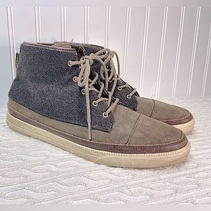 Clae Suede Leather High-Top Sneakers Lace Up Taupe 🔥 9